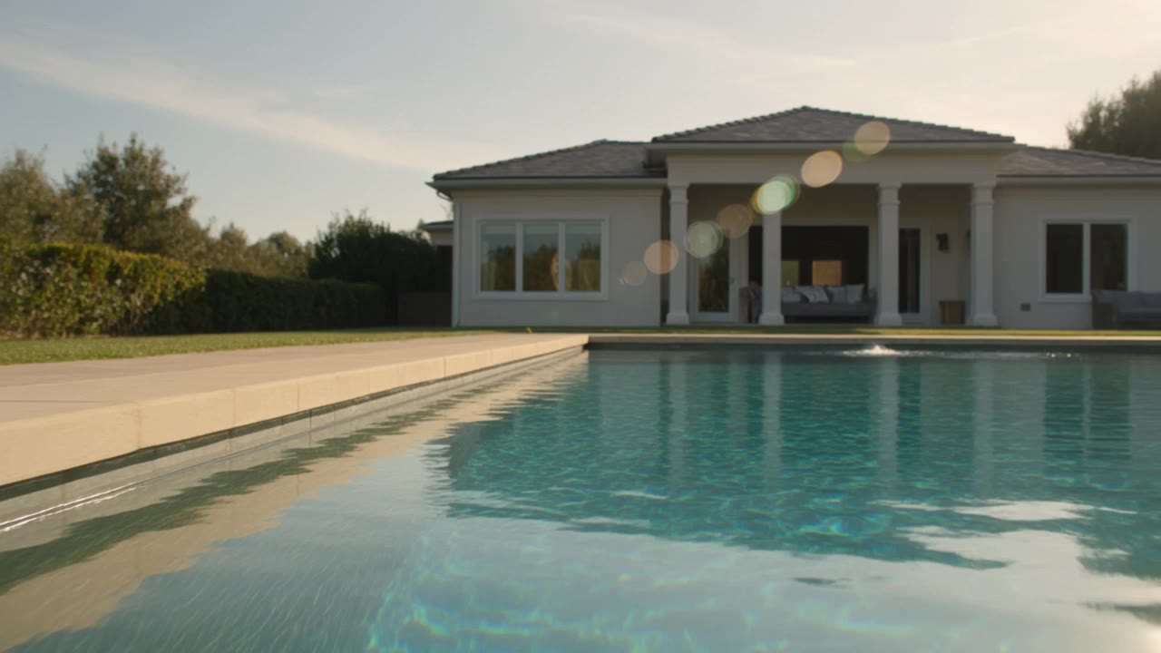 Piscine a coque alsacienne au coucher du soleil