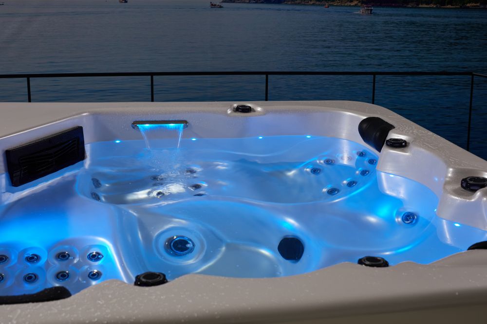 Spa jacuzzi illumine bleu nuit