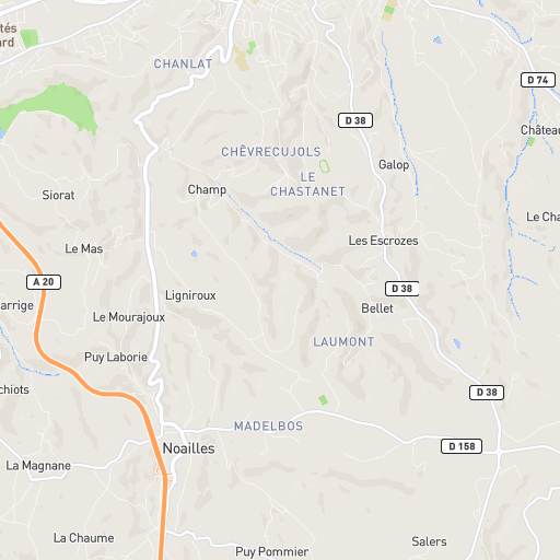 Carte du secteur de Noailles en Corrèze
