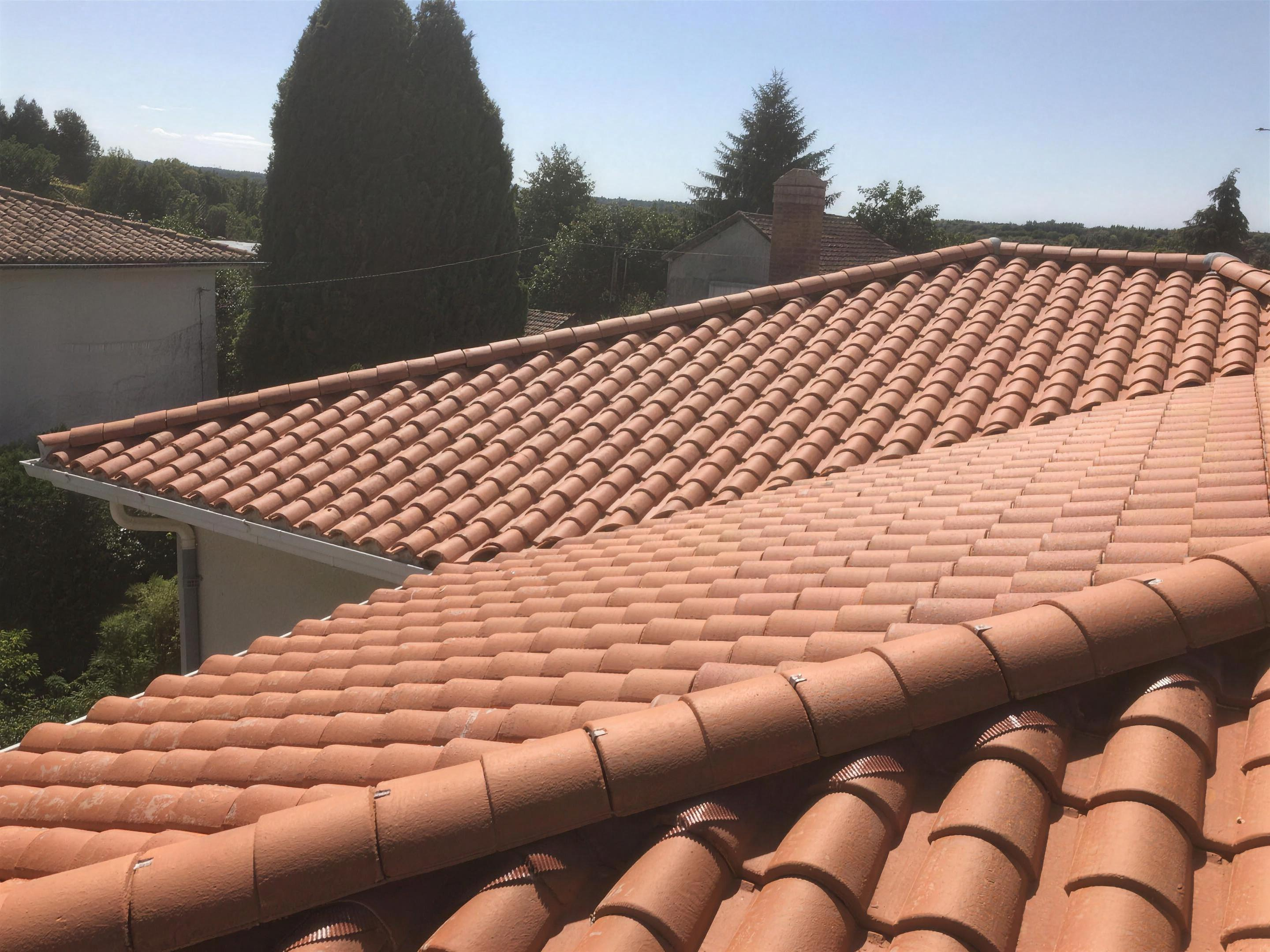 Toiture en tuile canal charentaise apres renovation, Charente