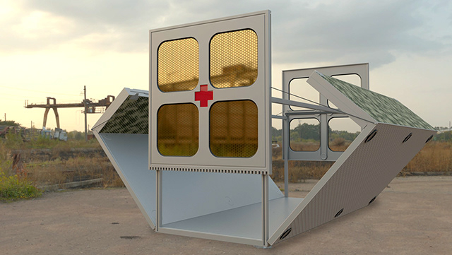 Module dépliable, cabinet dentaire expérimental