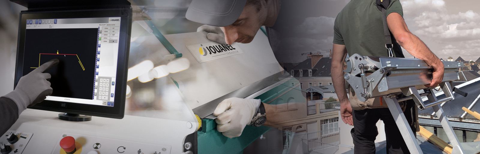 Commande numérique d'une machine Jouanel et opérateur réglant un profilé