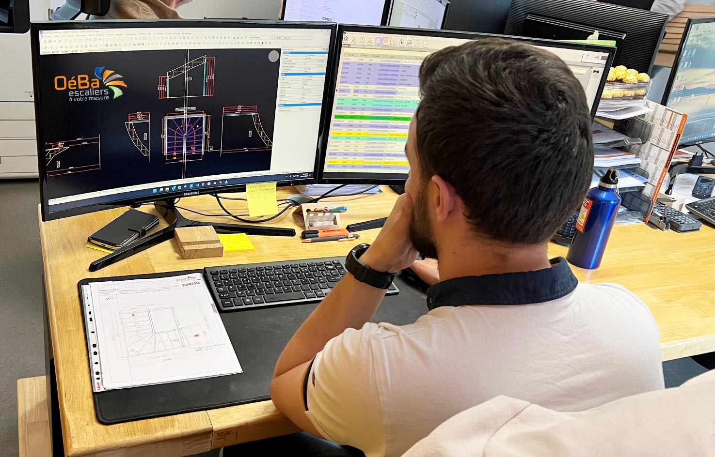 Bureau d'études OéBa — tracé du plan d'escalier en 2D et 3D