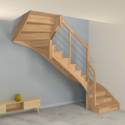 Escalier bois quart-tournant épuré