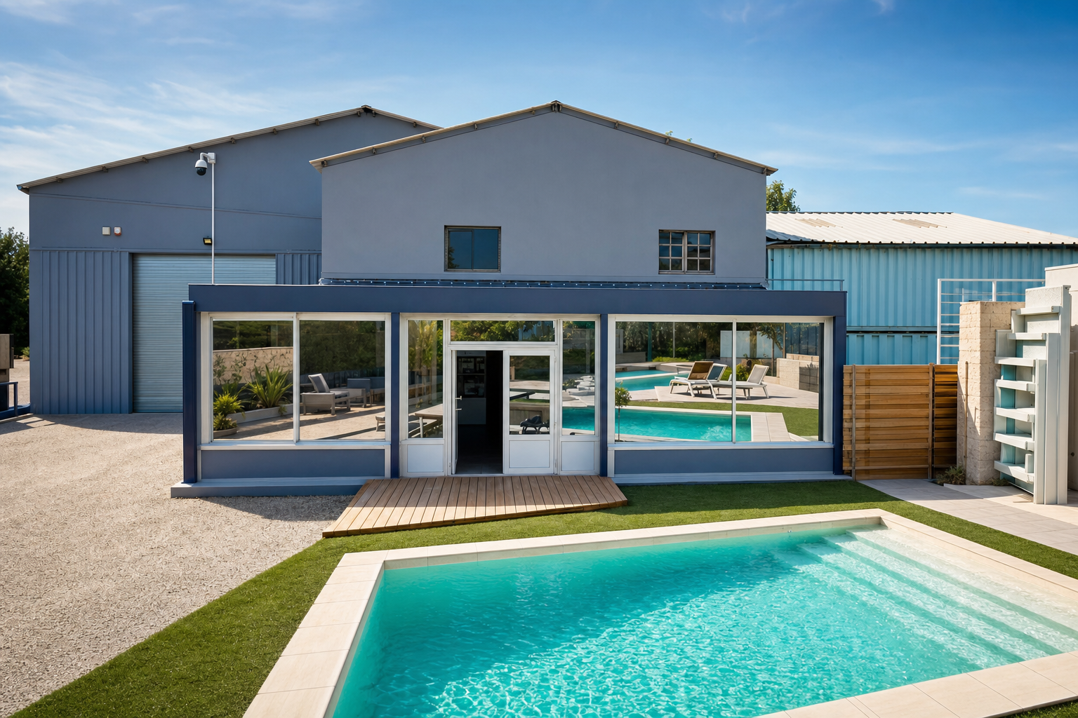 Showroom et demonstration double piscine, Aigues-Vives