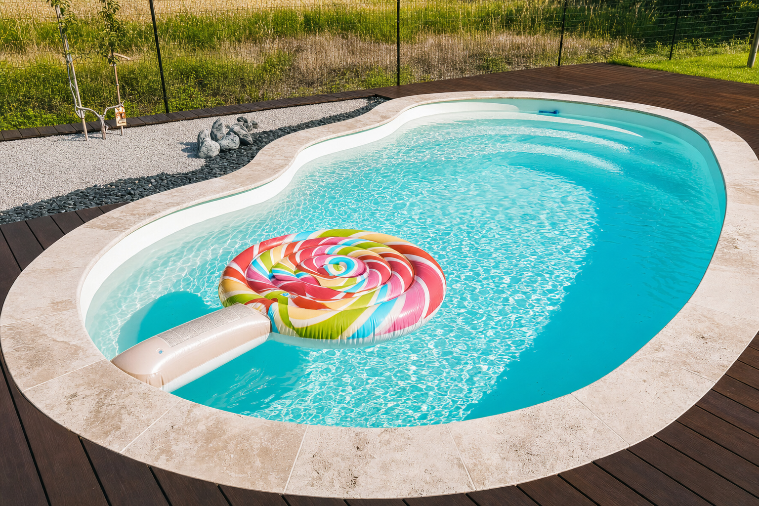 Piscine haricot avec terrasse, Gard