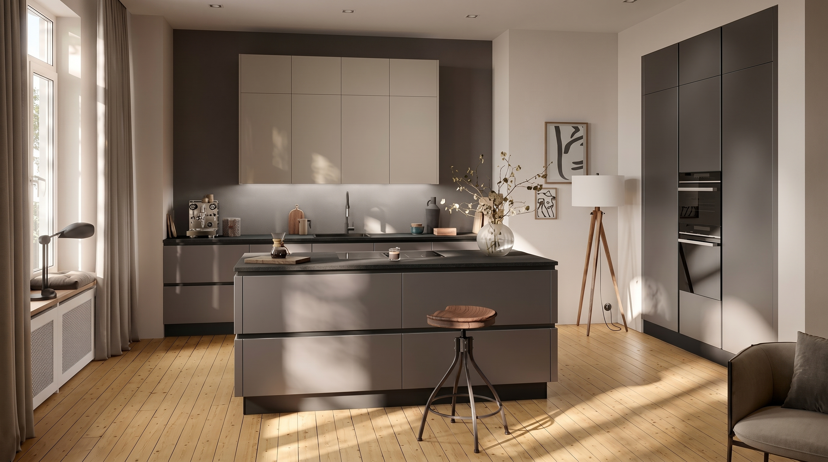 Showroom cuisine Stylroc, matériaux à toucher